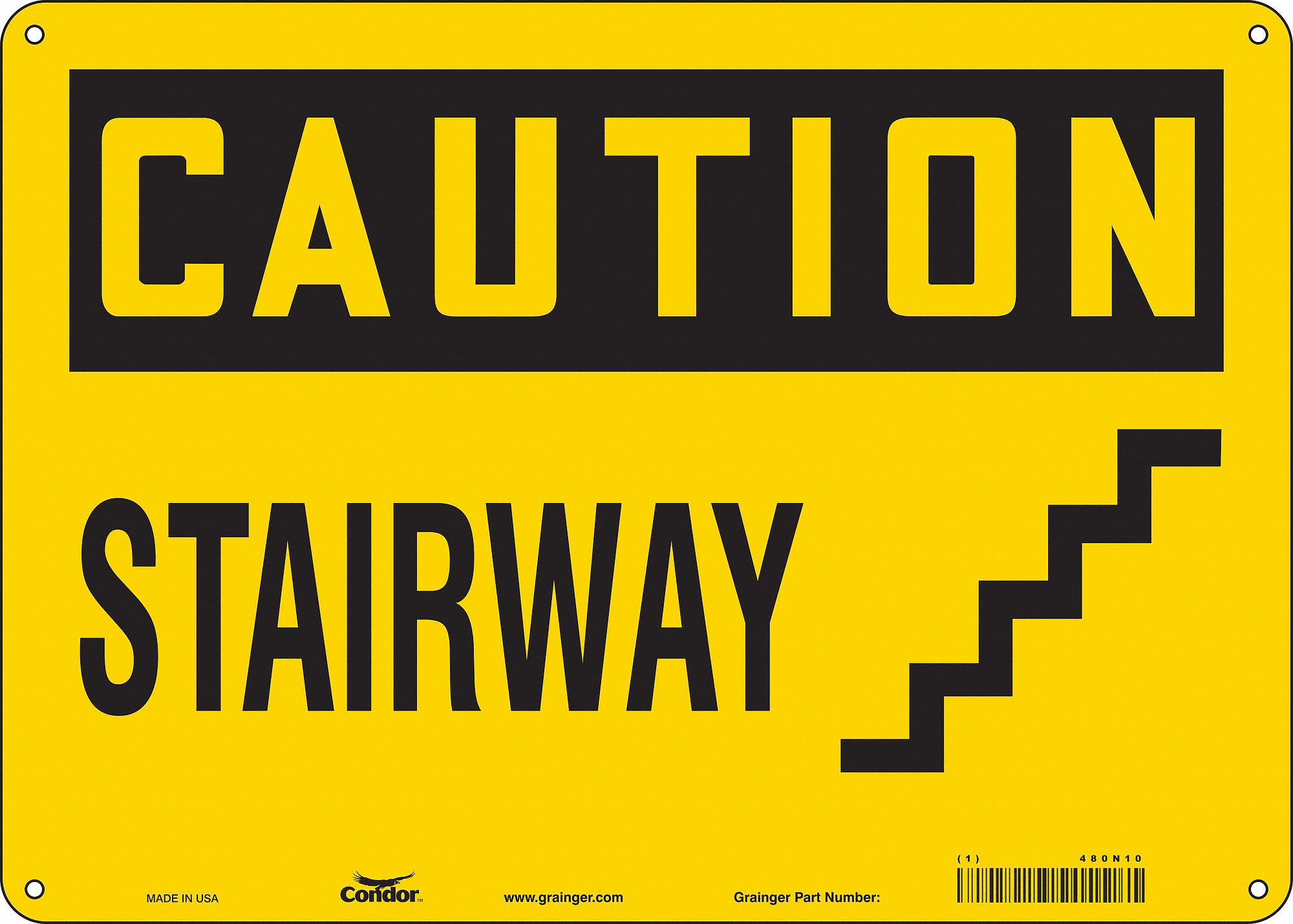 Safety Sign: Aluminum, Mounting Holes Sign Mounting, 10 in x 14 in Nominal Sign Size, 0.032 in Thick