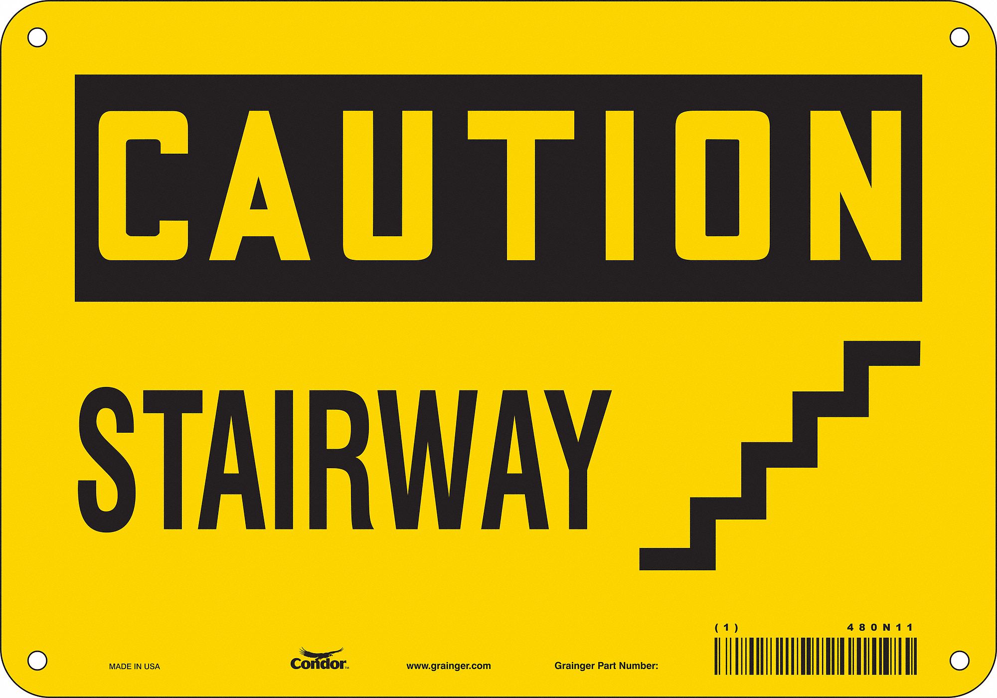 Safety Sign: Polyethylene, Mounting Holes Sign Mounting, 7 in x 10 in Nominal Sign Size