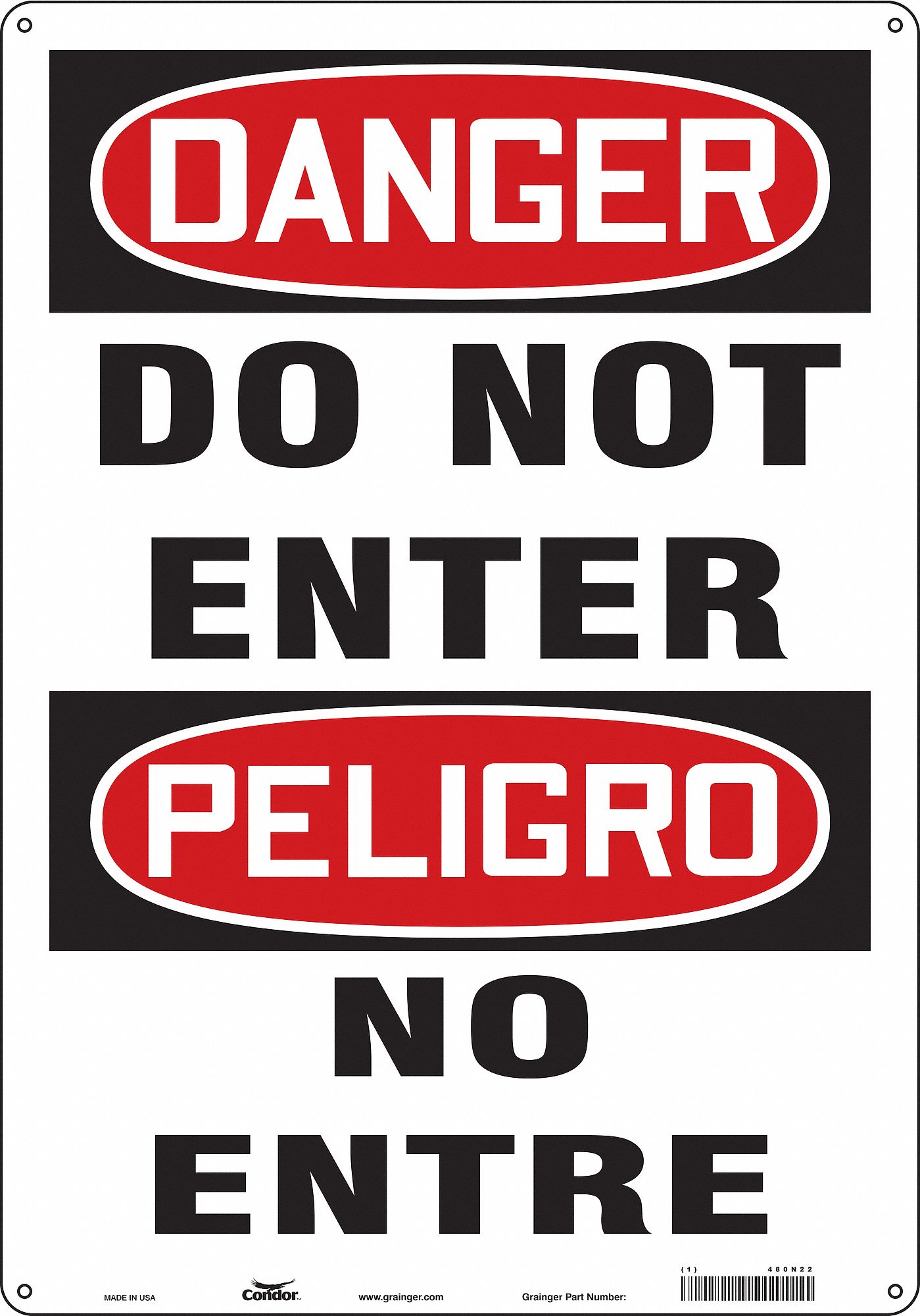 Safety Sign, 20 in x 14 in, Polyethylene
