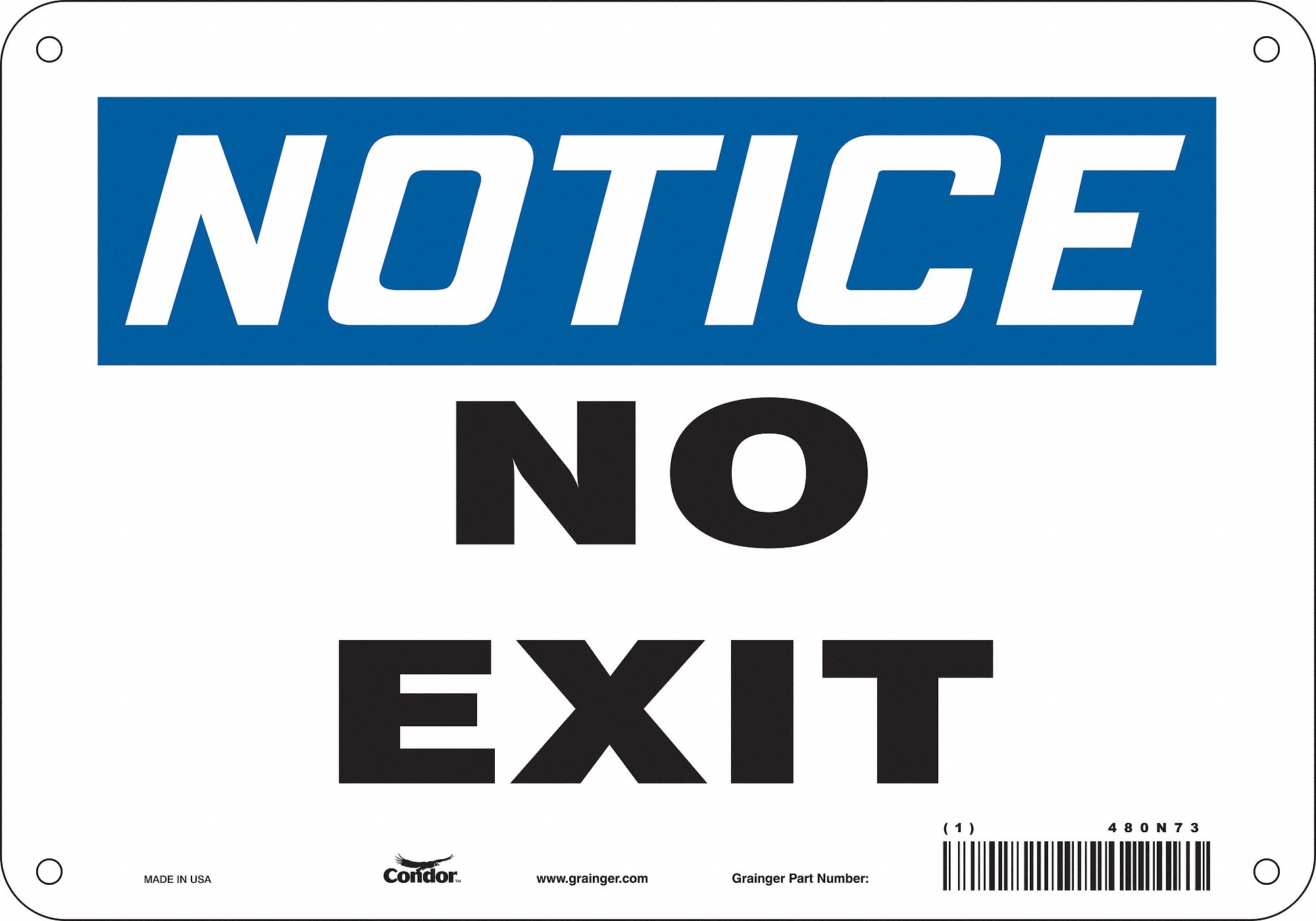 Safety Sign: Aluminum, Mounting Holes Sign Mounting, 7 in x 10 in Nominal Sign Size, 0.032 in Thick