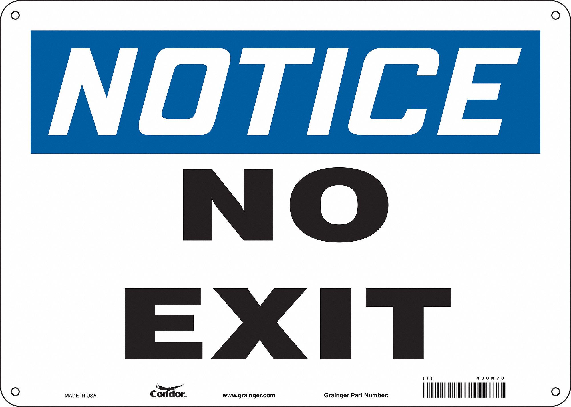 Safety Sign: Polyethylene, Mounting Holes Sign Mounting, 10 in x 14 in Nominal Sign Size