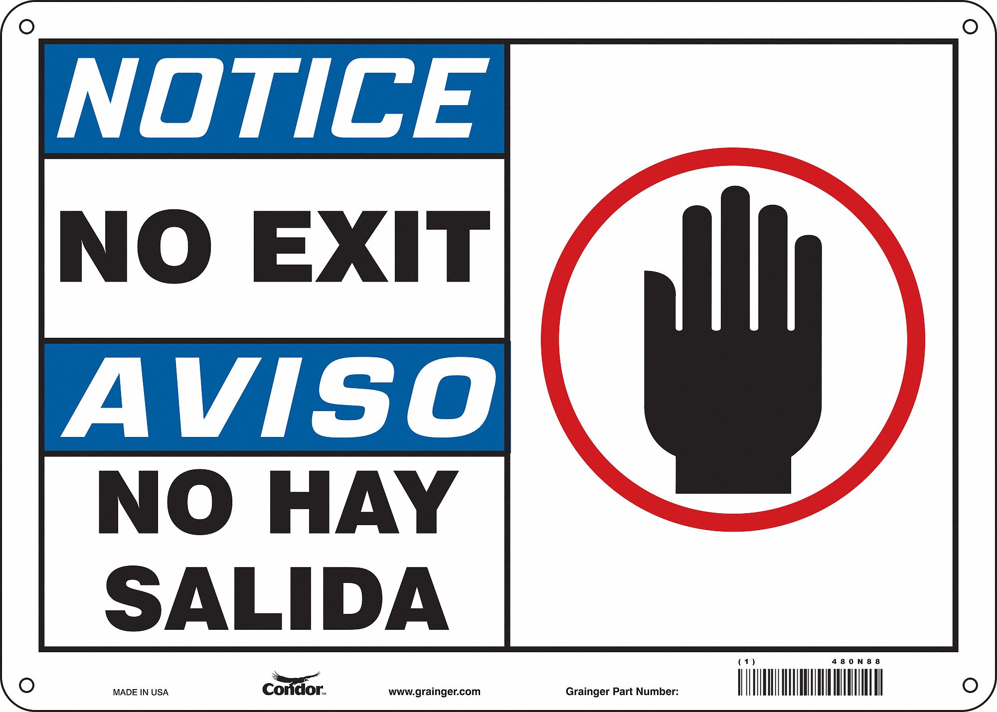 Safety Sign: Aluminum, Mounting Holes Sign Mounting, 10 in x 14 in Nominal Sign Size, 0.032 in Thick
