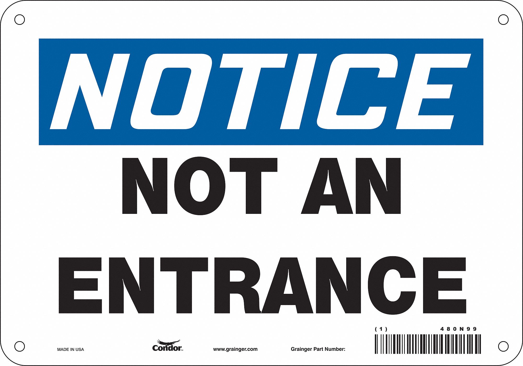 Safety Sign: Aluminum, Mounting Holes Sign Mounting, 7 in x 10 in Nominal Sign Size, 0.032 in Thick