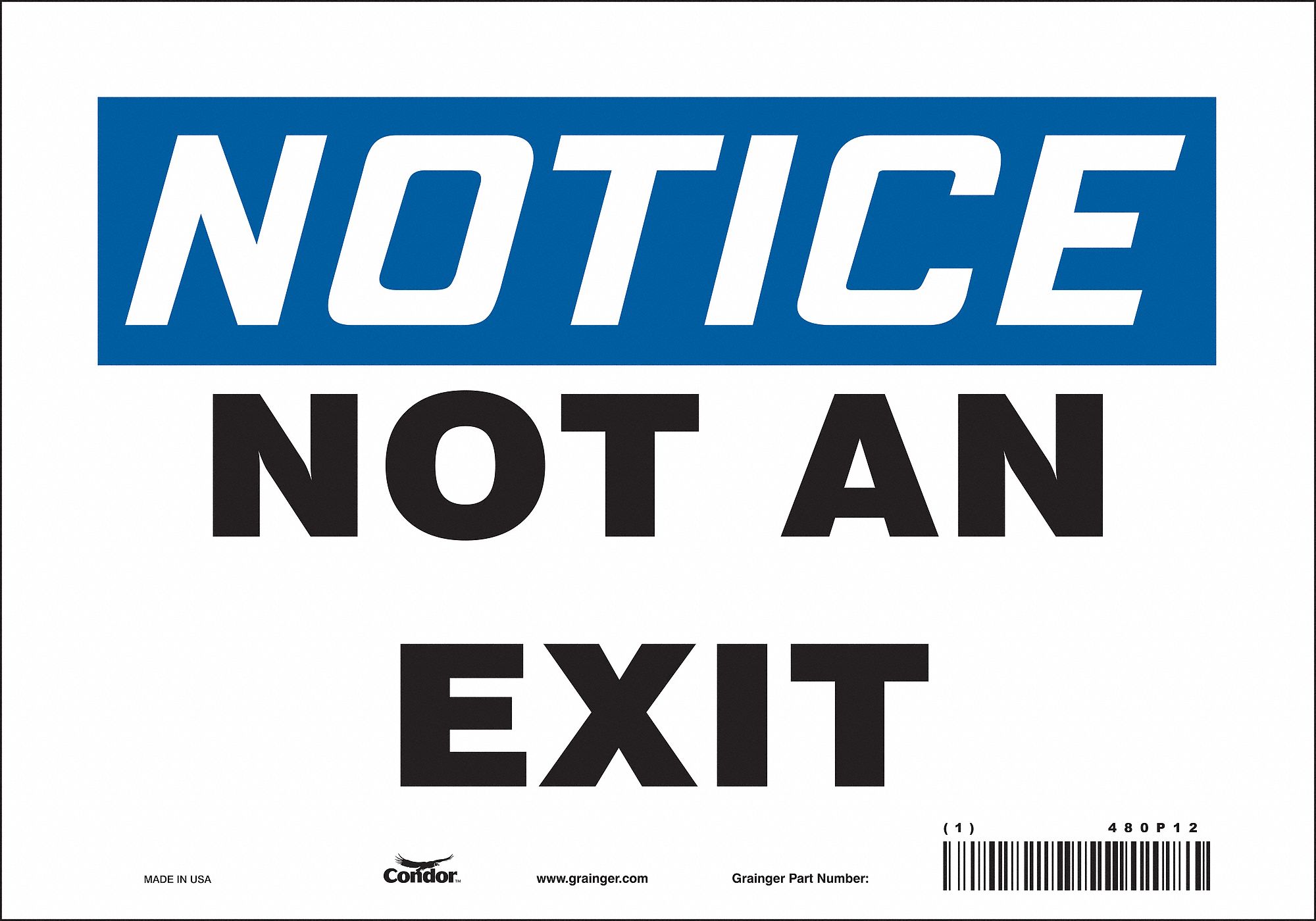 PANNEAU SECURITE,NOT AN EXIT,7 POX10 PO