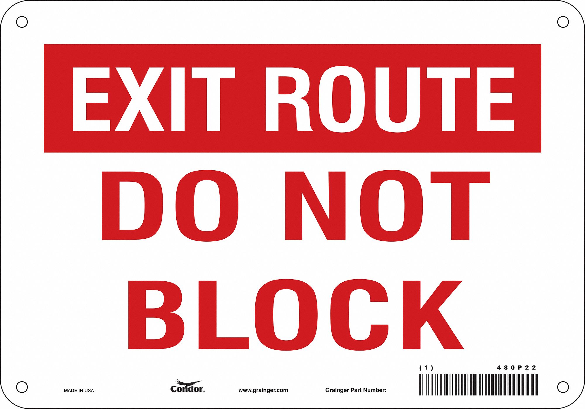 Safety Sign: Polyethylene, Mounting Holes Sign Mounting, 7 in x 10 in Nominal Sign Size