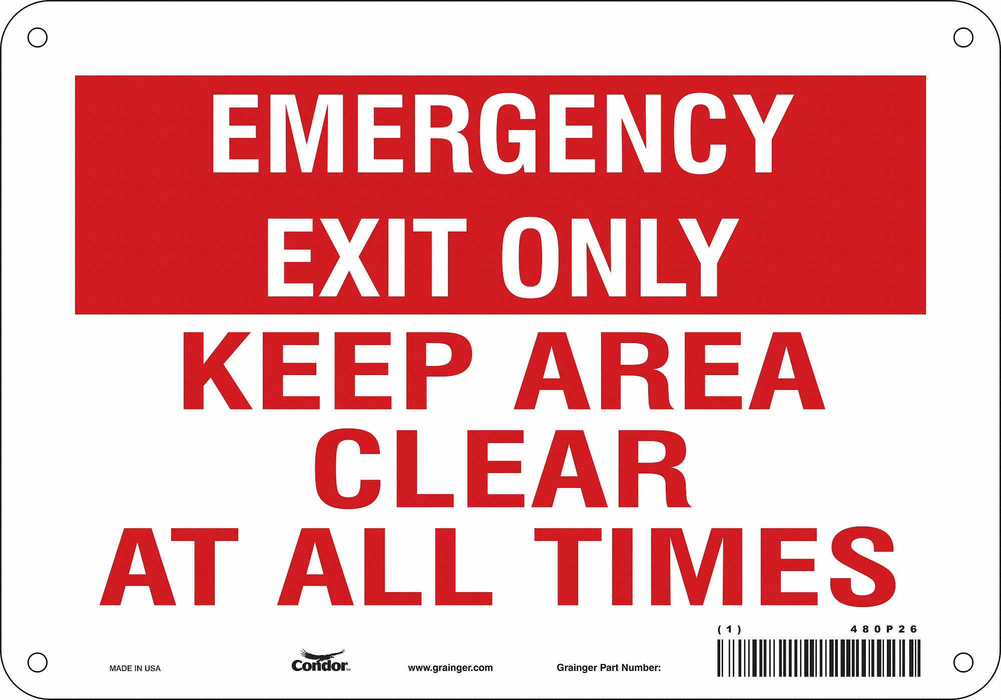Safety Sign: Aluminum, Mounting Holes Sign Mounting, 7 in x 10 in Nominal Sign Size, 0.032 in Thick