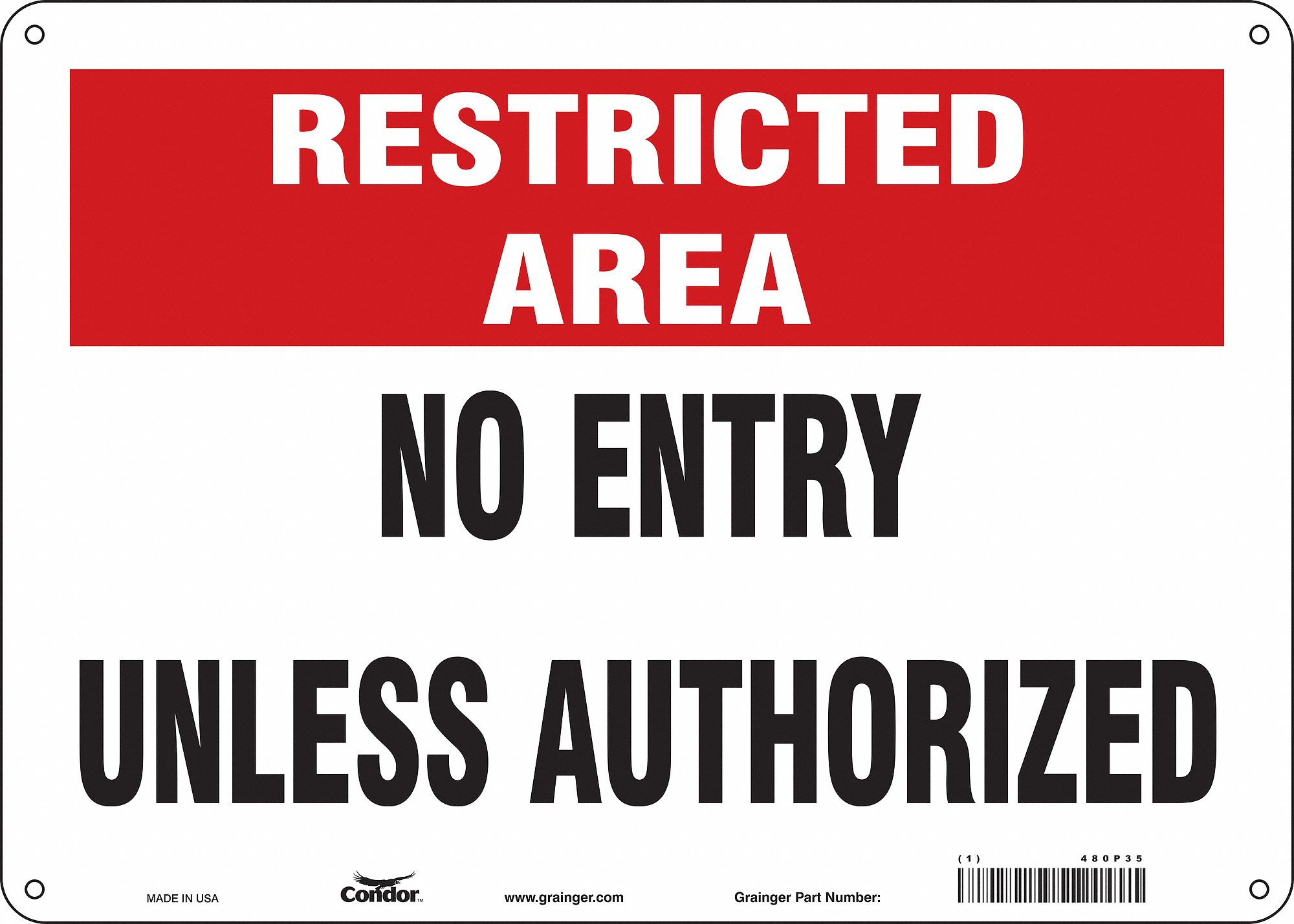 Safety Sign: Polyethylene, Mounting Holes Sign Mounting, 10 in x 14 in Nominal Sign Size, Wall