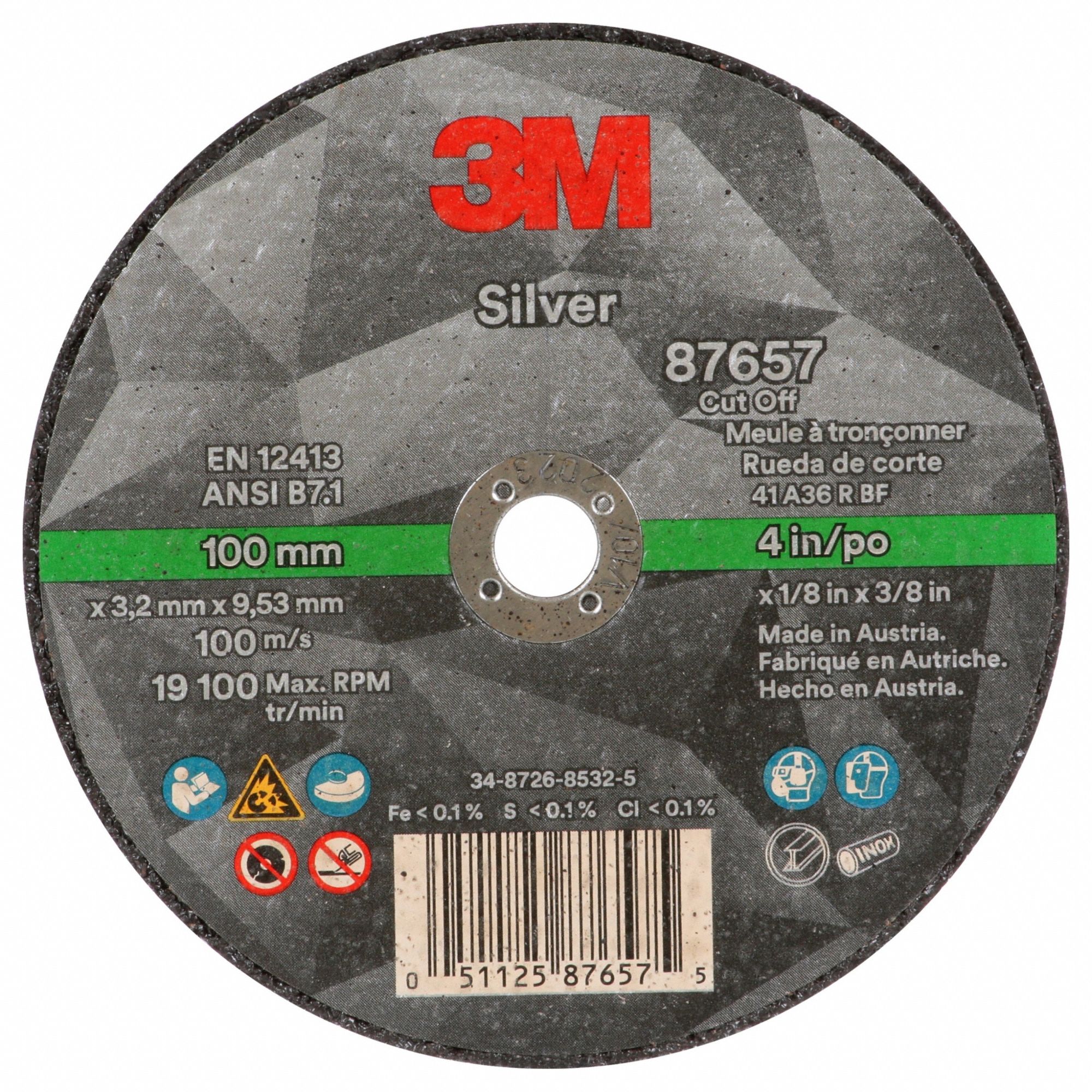 Abrasive Cut-Off Wheel, Type 1, 4" dia.