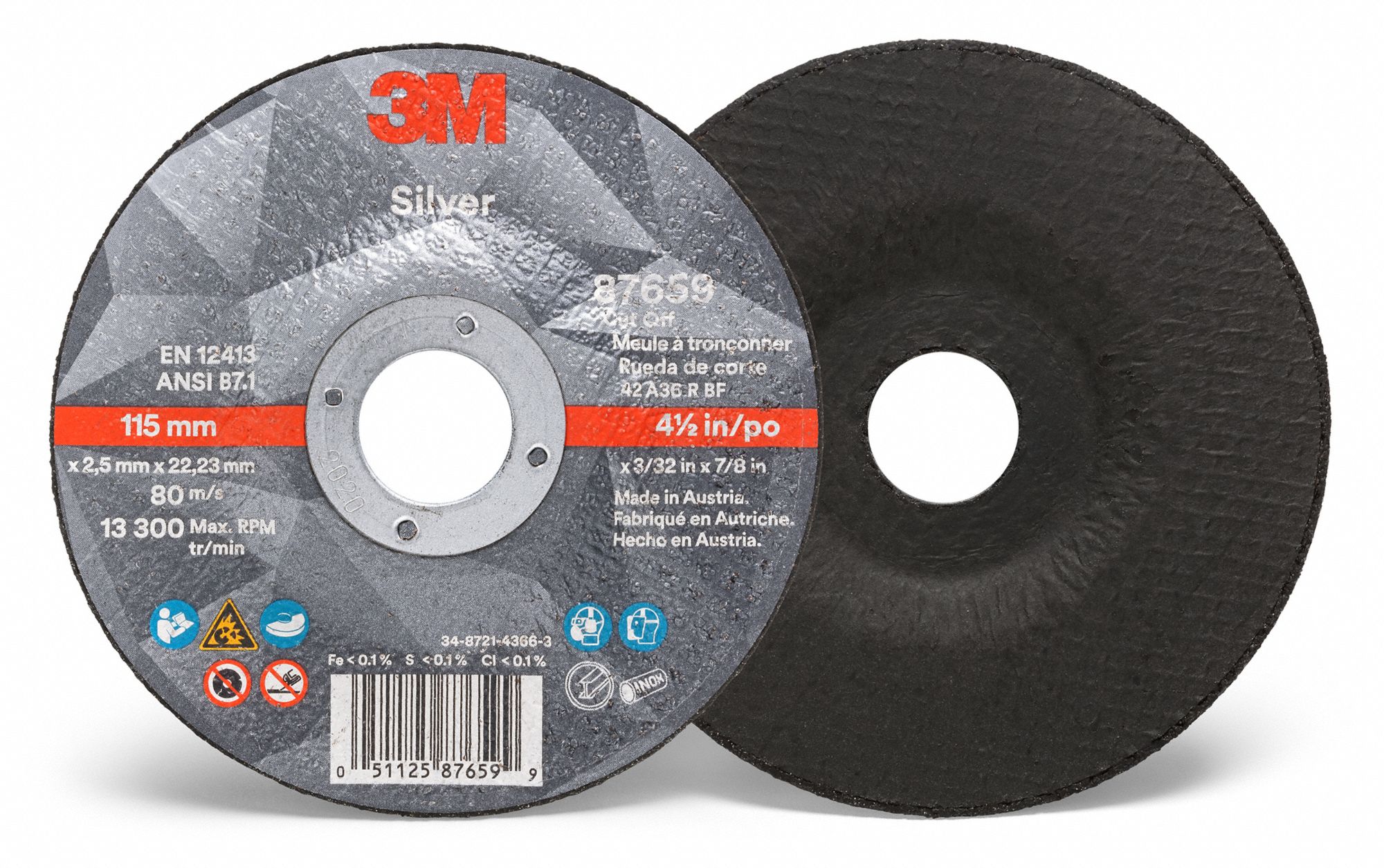 3M Abrasive CutOff Wheel 4 1/2 in Abrasive Wheel Dia, Ceramic Grain