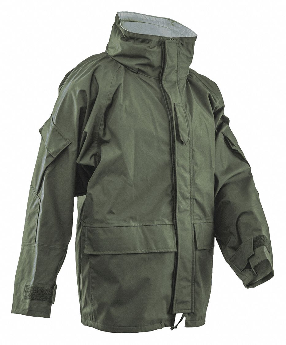 Tactical Parka: M, Tall, Gen, Olive Drab Green, Nylon, Two Way Zipper