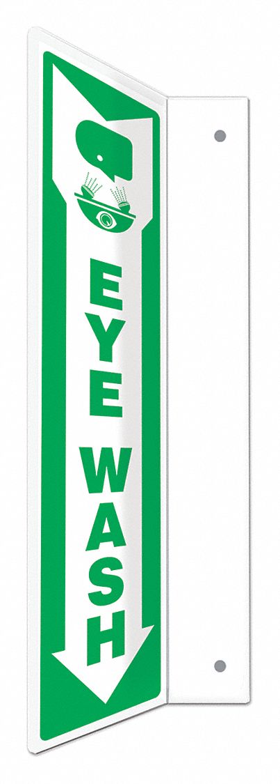 SAFETY SIGN, PETG, MOUNTING HOLES, 18 IN X 4 IN NOMINAL SIGN SIZE, NOT RETROREFLECTIVE, EYE WASH