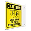 L-Shape Projection Caution: Check Mirror For Traffic Before Proceeding Signs image