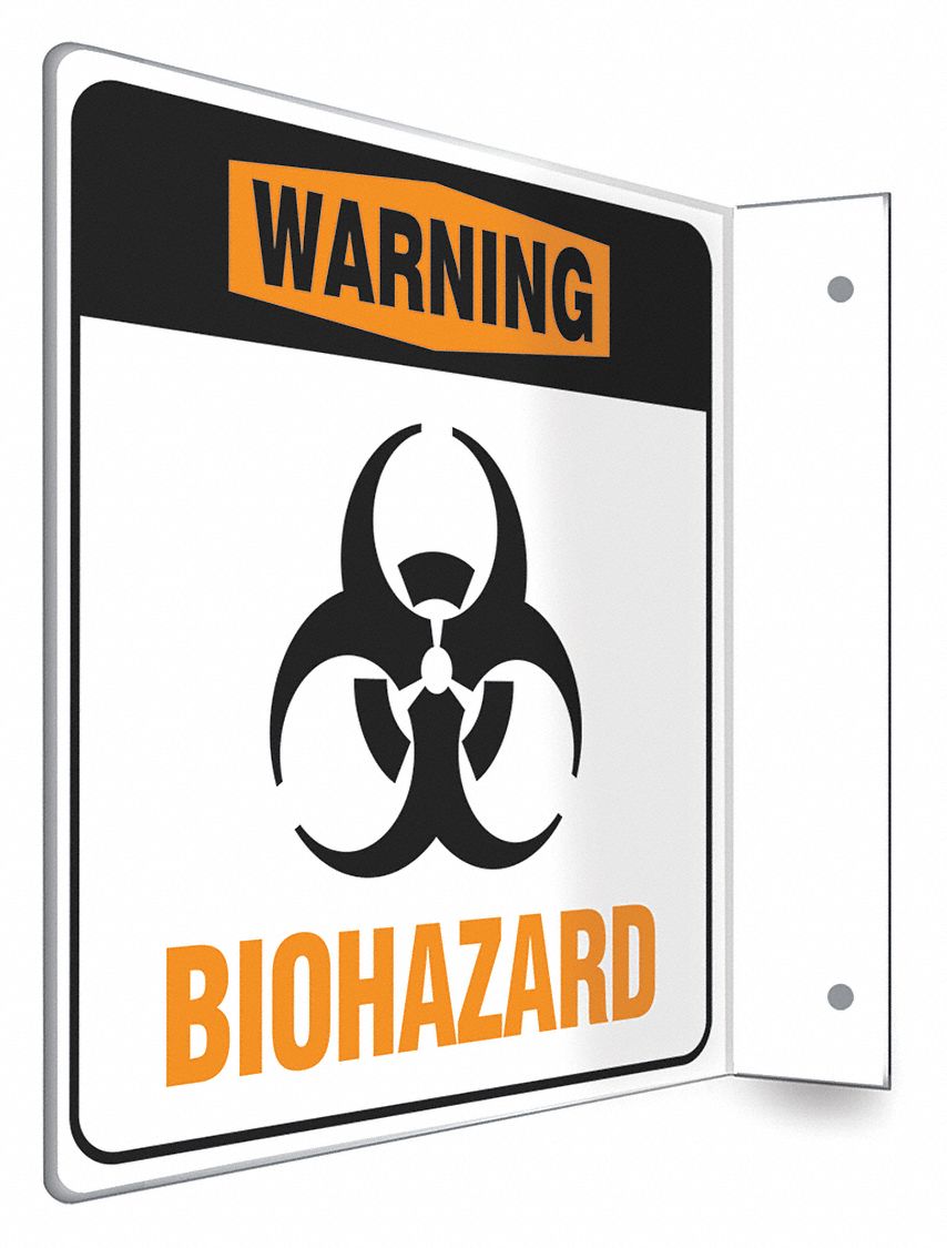 SAFETY SIGN, PETG, MOUNTING HOLES, 8 IN X 8 IN NOMINAL SIGN SIZE, NOT RETROREFLECTIVE, BIOHAZARD