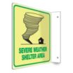 L-Shape Projection Severe Weather Shelter Area Signs