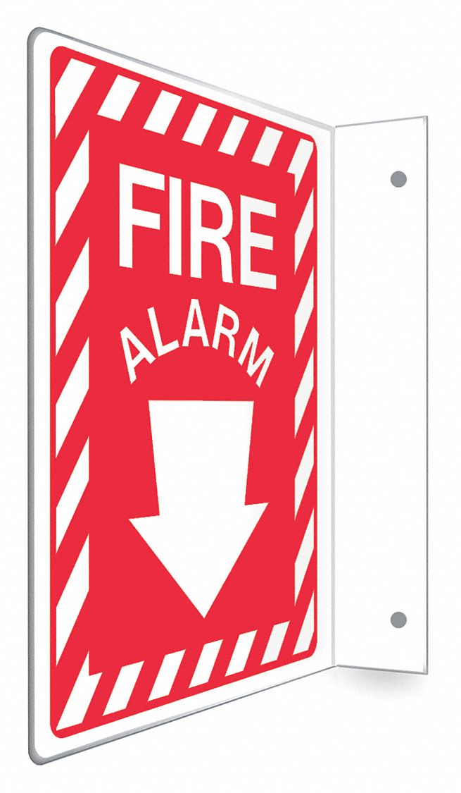 SAFETY SIGN, PETG, MOUNTING HOLES, 12 IN X 9 IN NOMINAL SIGN SIZE, NOT RETROREFLECTIVE, FIRE ALARM