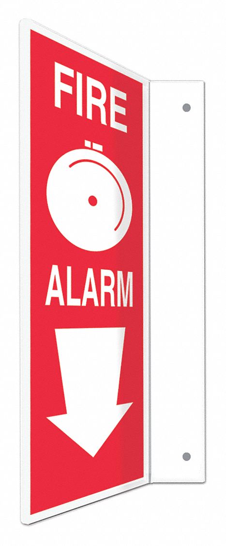 SAFETY SIGN, PETG, MOUNTING HOLES, 12 IN X 4 IN NOMINAL SIGN SIZE, NOT RETROREFLECTIVE, FIRE ALARM