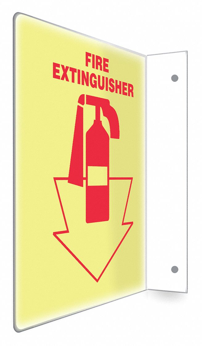 SAFETY SIGN, PETG, MOUNTING HOLES, 12 IN X 9 IN NOMINAL SIGN SIZE, NOT RETROREFLECTIVE, FIRE EXTINGUISHER