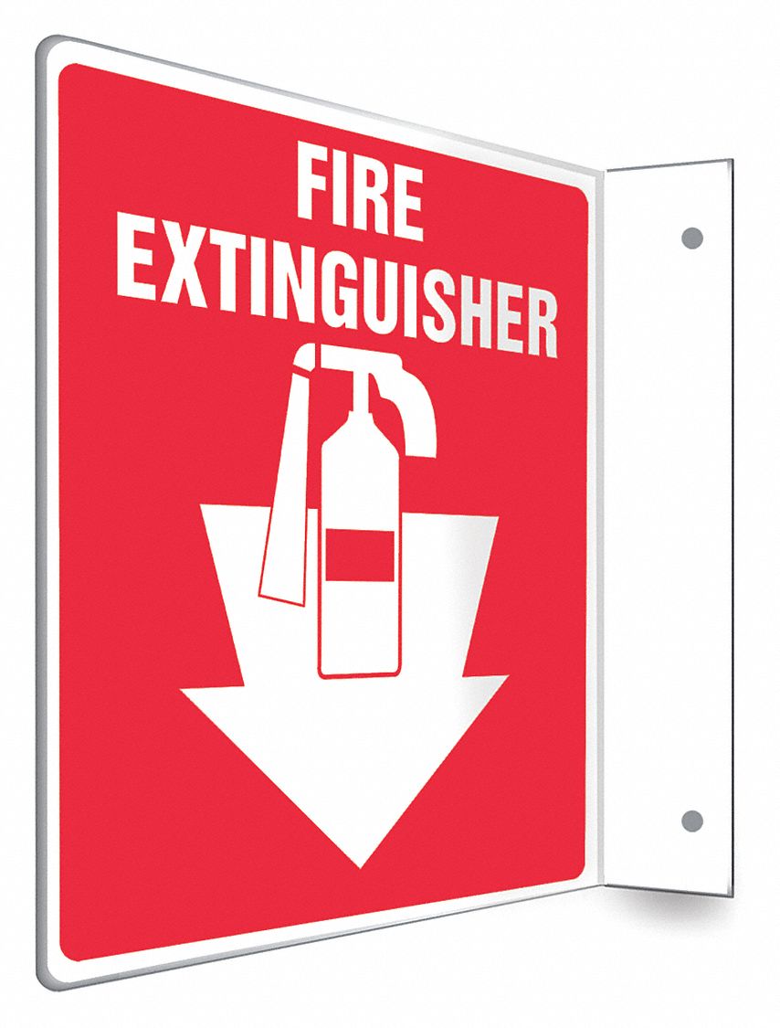 SAFETY SIGN, PETG, MOUNTING HOLES, 8 IN X 8 IN NOMINAL SIGN SIZE, NOT RETROREFLECTIVE, FIRE EXTINGUISHER