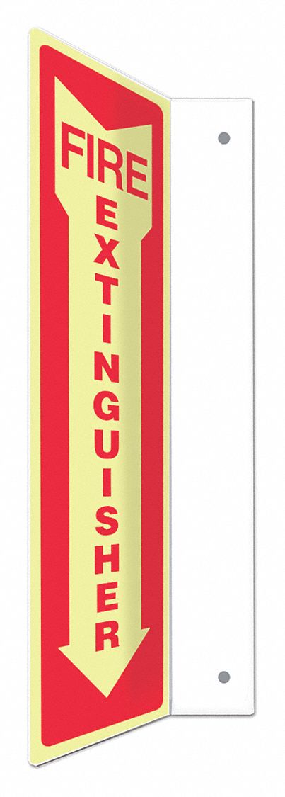 SAFETY SIGN, PETG, MOUNTING HOLES, 24 IN X 4 IN NOMINAL SIGN SIZE, NOT RETROREFLECTIVE, FIRE EXTINGUISHER