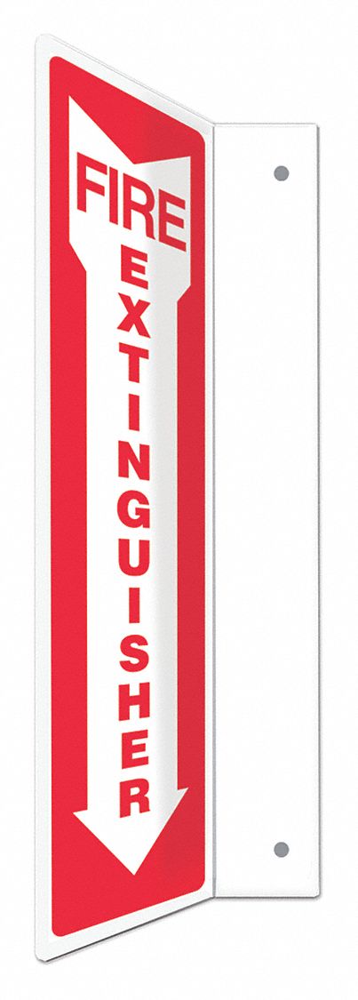 SAFETY SIGN, PETG, MOUNTING HOLES, 18 IN X 4 IN NOMINAL SIGN SIZE, NOT RETROREFLECTIVE, FIRE EXTINGUISHER