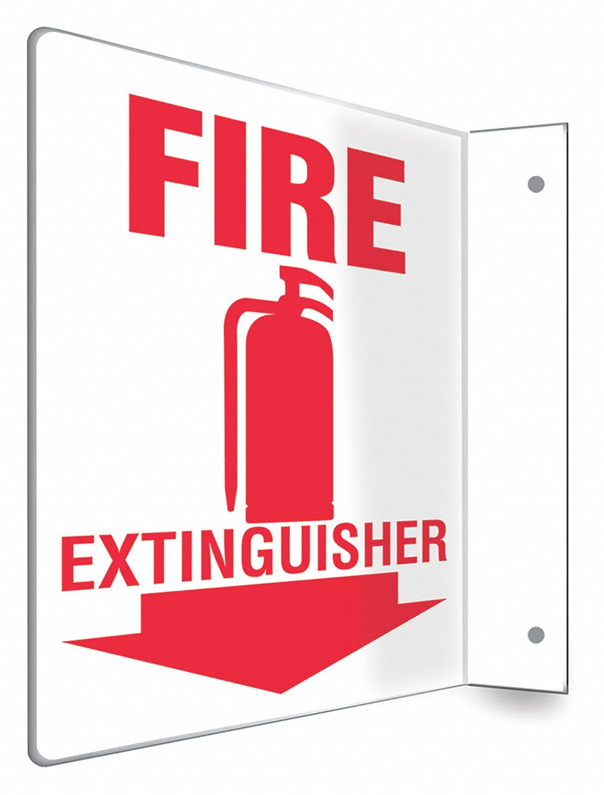 SAFETY SIGN, PETG, MOUNTING HOLES, 8 IN X 8 IN NOMINAL SIGN SIZE, NOT RETROREFLECTIVE, FIRE EXTINGUISHER