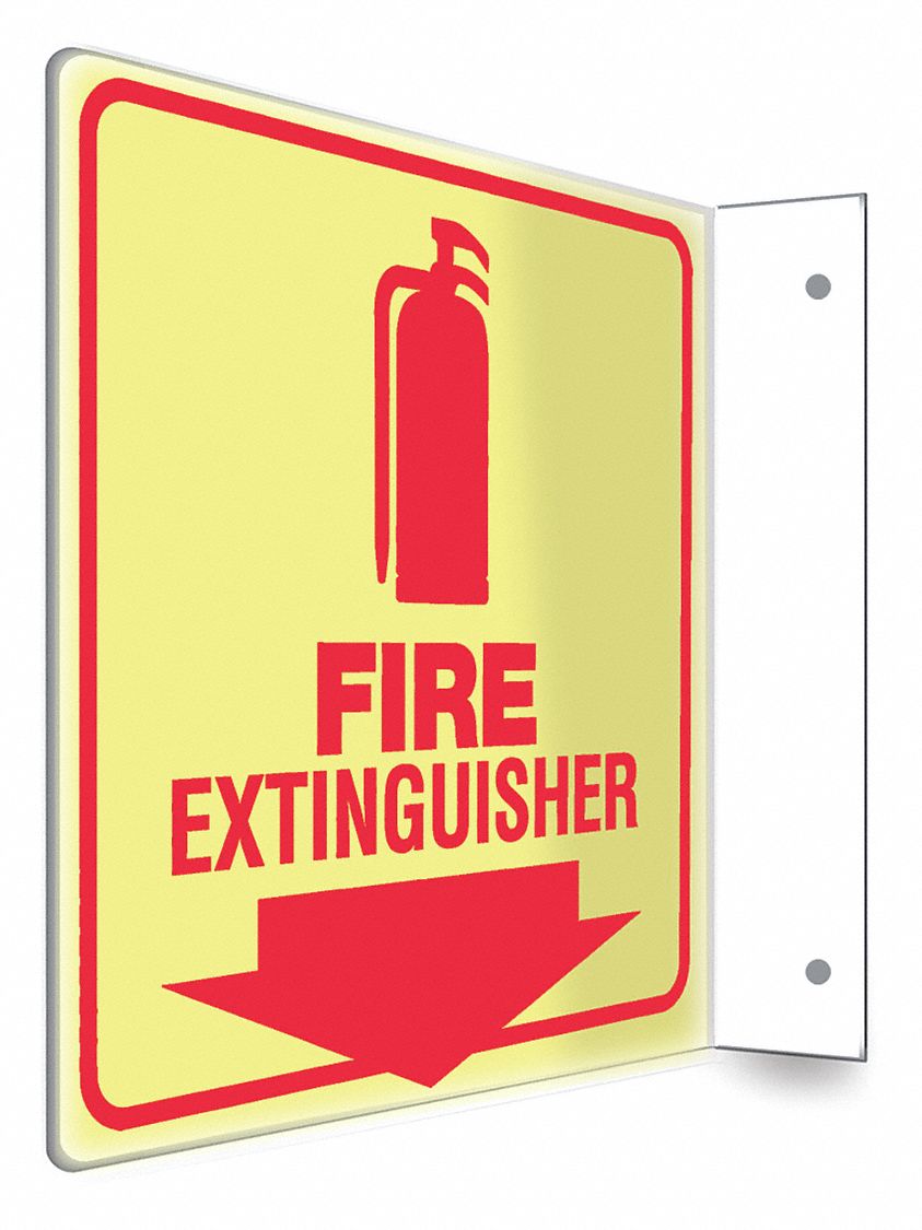 SAFETY SIGN, PETG, MOUNTING HOLES, 8 IN X 8 IN NOMINAL SIGN SIZE, NOT RETROREFLECTIVE, FIRE EXTINGUISHER