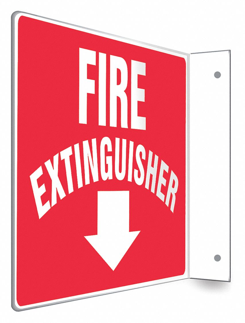 SAFETY SIGN, PETG, MOUNTING HOLES, 8 IN X 12 IN NOMINAL SIGN SIZE, NOT RETROREFLECTIVE, FIRE EXTINGUISHER
