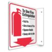 L-Shape Projection To Use Fire Extinguisher -Pull Pin -Aim At Base Of Fire -Squeeze Handle -Sweep Side To Side Signs