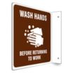 L-Shape Projection Wash Hands Before Returning To Work Signs