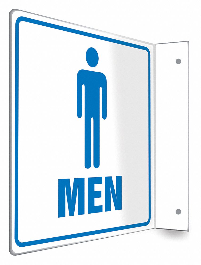 SAFETY SIGN, PETG, MOUNTING HOLES, 8 IN X 8 IN NOMINAL SIGN SIZE, NOT RETROREFLECTIVE, MEN