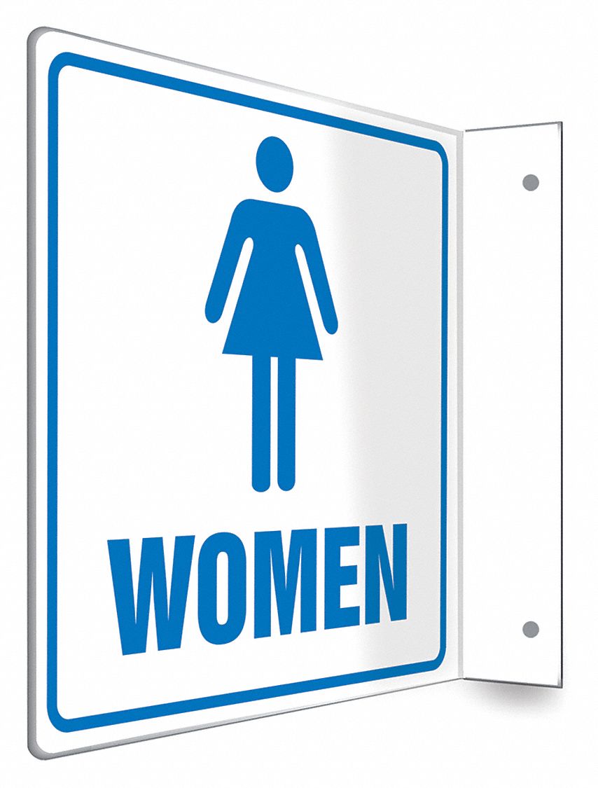 SAFETY SIGN, PETG, MOUNTING HOLES, 8 IN X 8 IN NOMINAL SIGN SIZE, NOT RETROREFLECTIVE, WOMEN