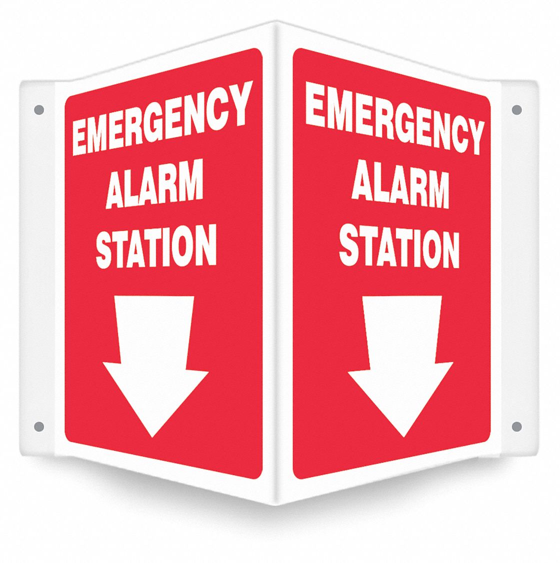 SAFETY SIGN, PETG, MOUNTING HOLES, 12 IN X 14 IN NOMINAL SIGN SIZE, 0.06 IN THICK, EMERGENCY ALARM STATION