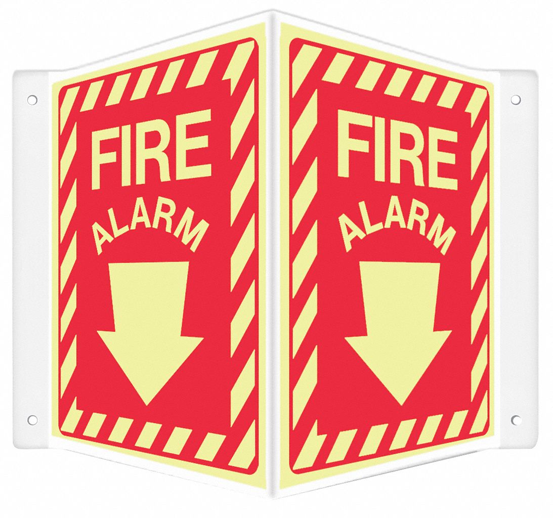 Safety Sign: PETG, Mounting Holes Sign Mounting, 12 in x 14 in Nominal Sign Size, Glow In The Dark