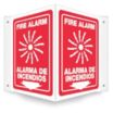 V-Shape Projection Fire Alarm/Alarma De Incendios Signs