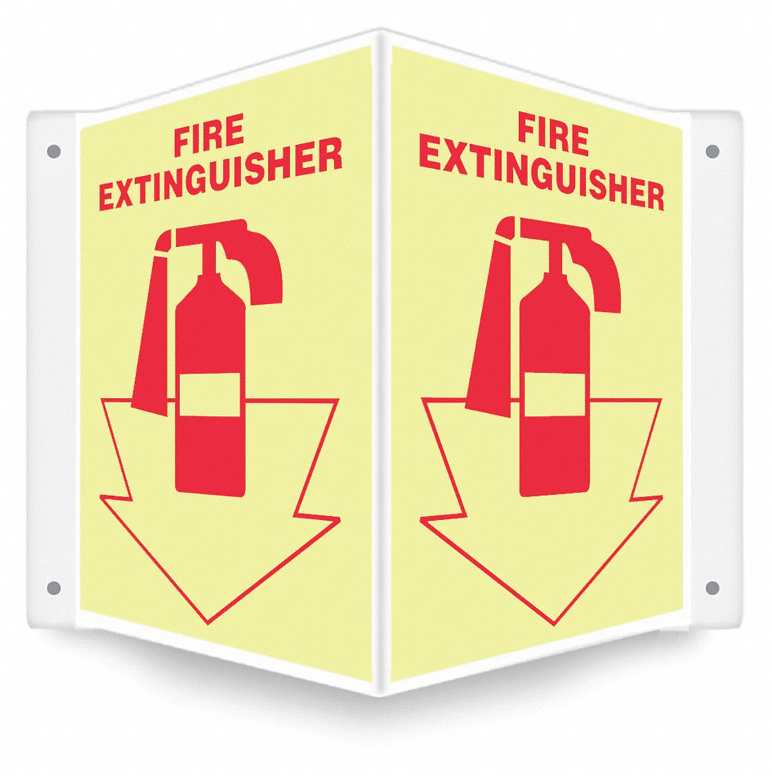 Safety Sign: PETG, Mounting Holes Sign Mounting, 12 in x 14 in Nominal Sign Size, Glow In The Dark