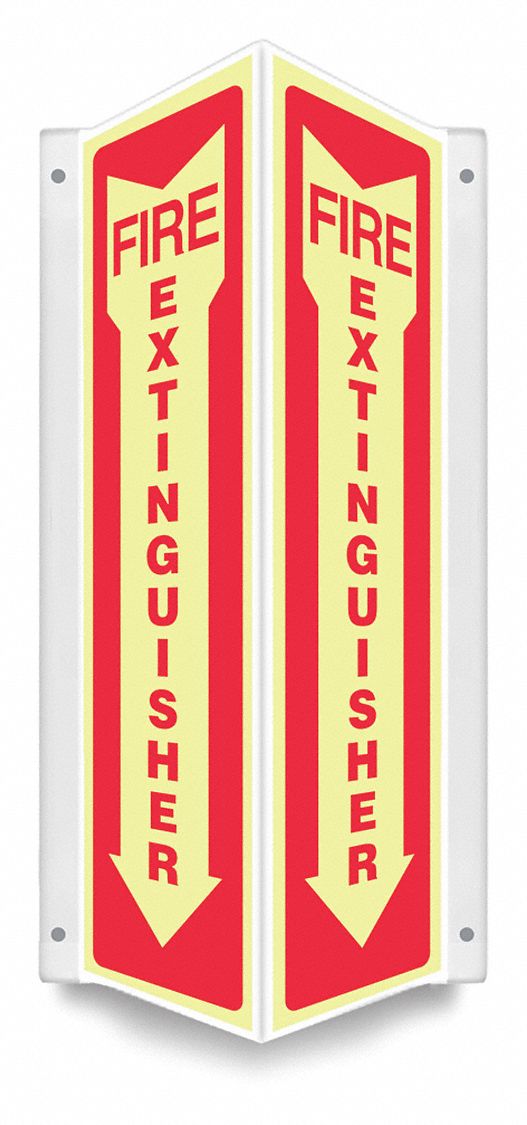 SAFETY SIGN, PETG, MOUNTING HOLES, 18 IN X 7½ IN NOMINAL SIGN SIZE, 0.07 IN THICK, FIRE EXTINGUISHER