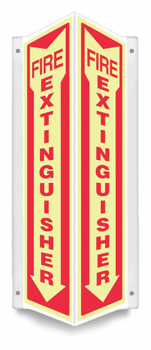 SAFETY SIGN, PETG, MOUNTING HOLES, 24 IN X 7½ IN NOMINAL SIGN SIZE, 0.07 IN THICK, FIRE EXTINGUISHER