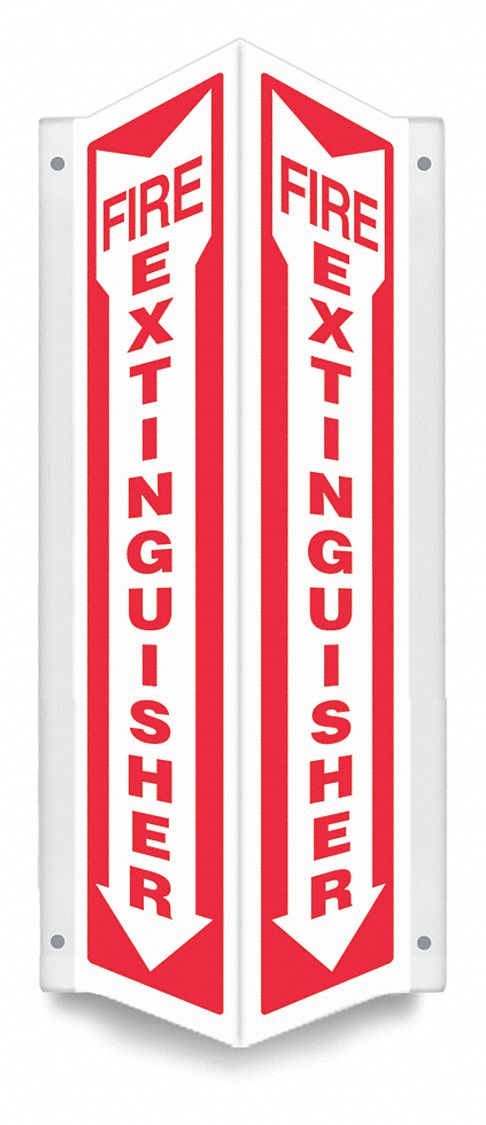 SAFETY SIGN, PETG, MOUNTING HOLES, 24 IN X 7½ IN NOMINAL SIGN SIZE, 0.06 IN THICK, FIRE EXTINGUISHER