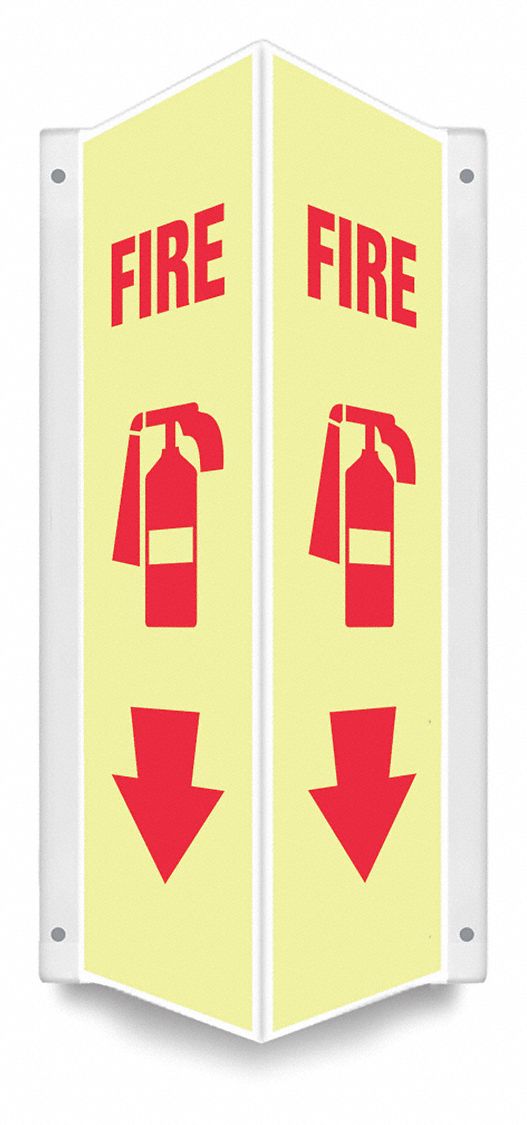 SAFETY SIGN, PETG, MOUNTING HOLES, 18 IN X 7½ IN NOMINAL SIGN SIZE, 0.07 IN THICK, FIRE