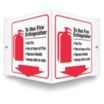 V-Shape Projection To Use Fire Extinguisher -Pull Pin -Aim At Base Of Fire -Squeeze Handle -Sweep Side To Side Signs