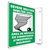 L-Shape Projection Severe Weather Shelter Area/ Area De Refugio En Condiciones Atmosfericas Rigurosas Signs image