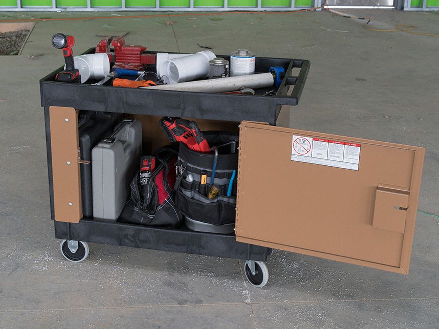 KNAACK Security Paneling for Rubbermaid Utility Carts with Deep Lipped Plastic Shelves, Tan