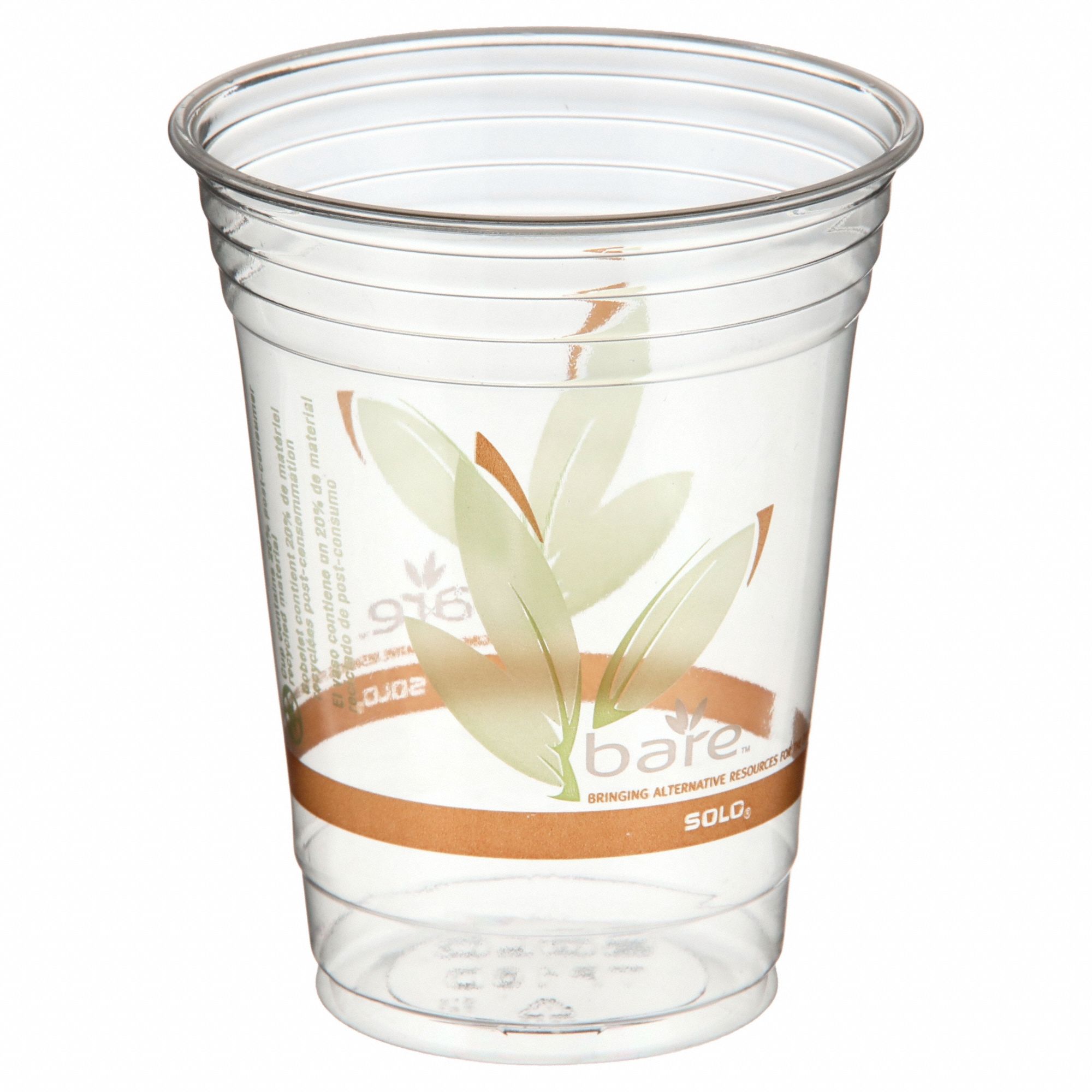 Disposable Cold Cup: 16 oz Capacity, Clear, Plastic, Unwrapped, Bare, 1, 000 PK