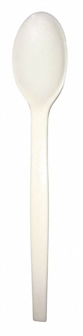 Disposable Spoon: Beige, Heavy-Wt, Plant Starch, Unwrapped, 1, 000 PK