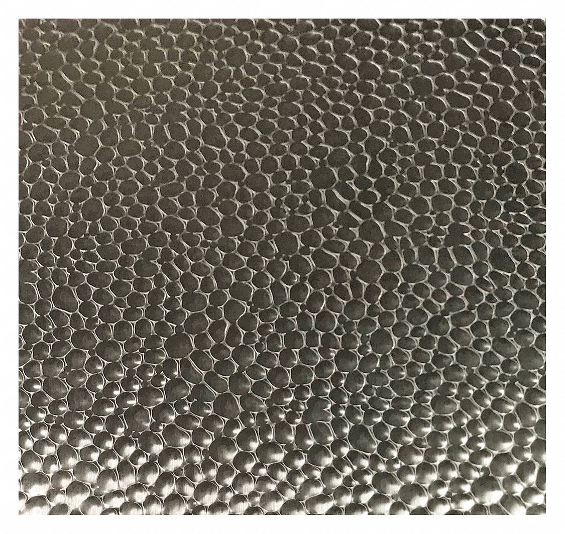 Stainless Steel Sheet, 10 ft - L: 304, 4 ft x 10 ft Nominal Size (WxL), 0.017 in Thick, Hammer Tone