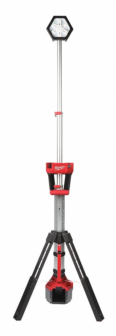 Tripod Light: M18™, Tripod Light, 2, 500 lm Max., 3 Modes, 84 in Max. Ht, 18V DC