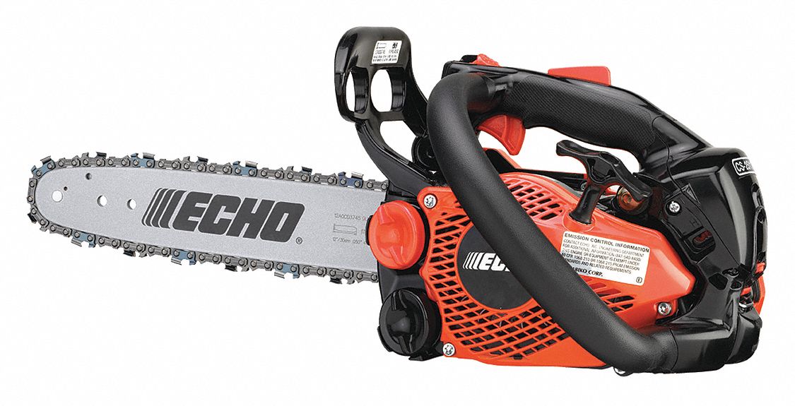 Gas-Powered Chainsaw: 12 in Bar Lg, Top Handle, Auto/Adj/Auto Chain Oiler, 2 hp Horsepower