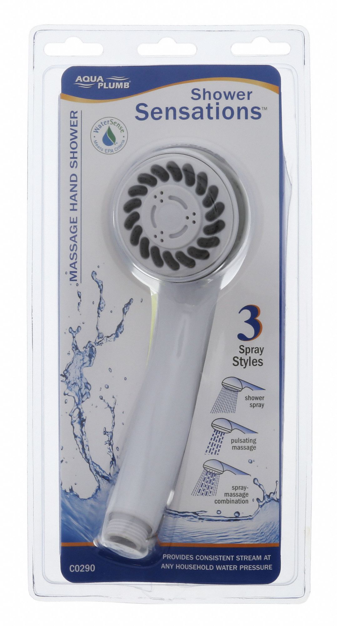 AQUA PLUMB Aqua Plumb, Handheld, Showerhead, White 481R40318900