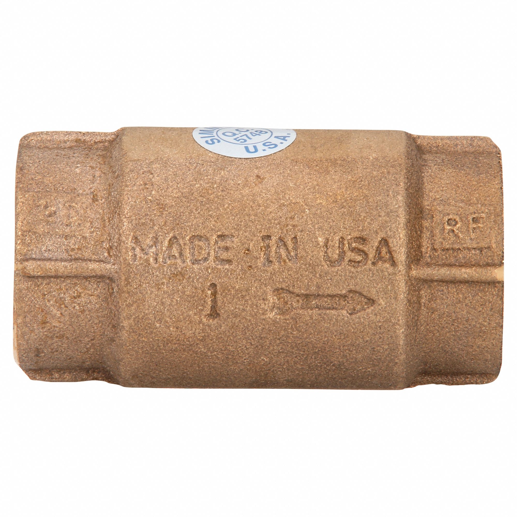 Check Valve: Poppet, Inline Valve Body, 1 in Pipe Size, FNPT x FNPT, Silicon Bronze, Female