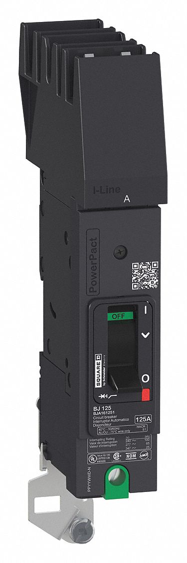 Molded Case Circuit Breaker: 100 A Amps, 25kA at 277/408V AC, Fixed, A, 1 Poles, 240V AC, BDA